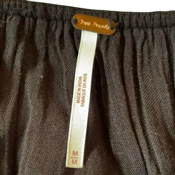 Free People Oxford embroidered swing dress black colorful floral embroidery EUC - Picture 5 of 10